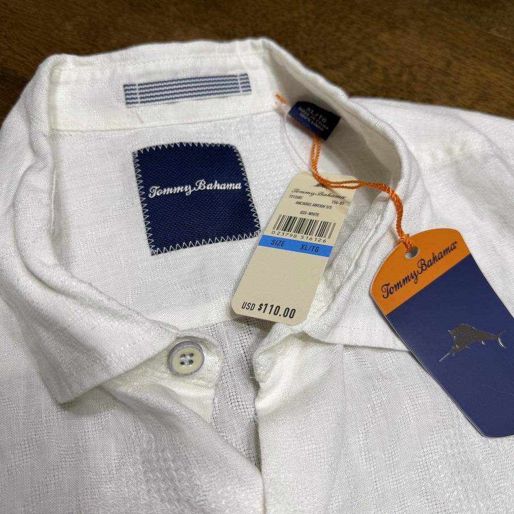 Tommy Bahama Anchors Aweigh Linen Button Down Shirt XL NEW white - Picture 6 of 10